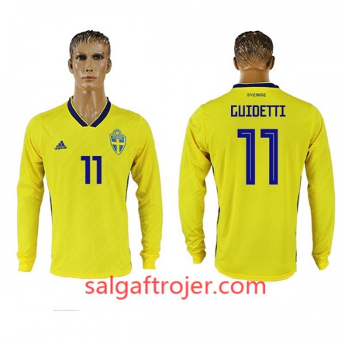 Sverige Fodboldtrøjer Guidetti 11 Hjemmebanesæt VM 2018 Langærmet Sverige Fodboldtrøjer Guidetti 11 Hjemmebanesæt VM 2018 Langærmet